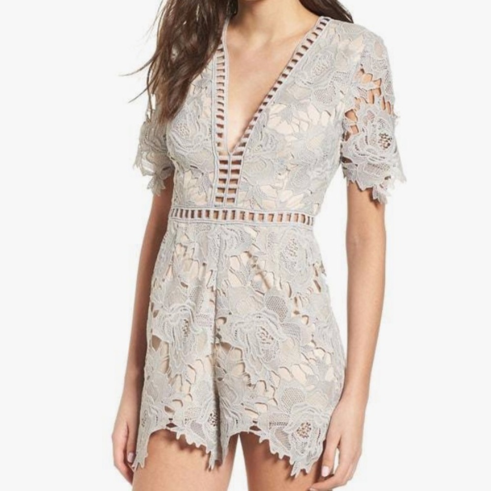 ASTR Grey Lace Romper